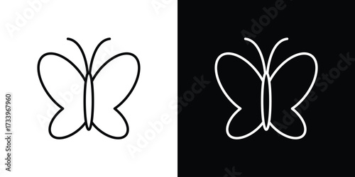 Butterfly icon outline pictogram isolated on white. Vector Icon shape.
