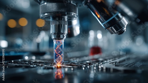 Discoveries await as scientists analyze DNA in a modern lab with cutting-edge microscope equipment, driving innovation in genetic research and personalized medicine today