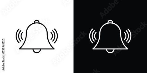 Bell ring icon outline pictogram isolated on white. Vector Icon shape.