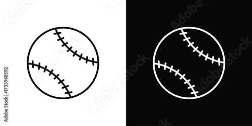 Baseball icon outline pictogram isolated on white. Vector Icon shape.