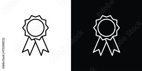 Badge icon outline pictogram isolated on white. Vector Icon shape.
