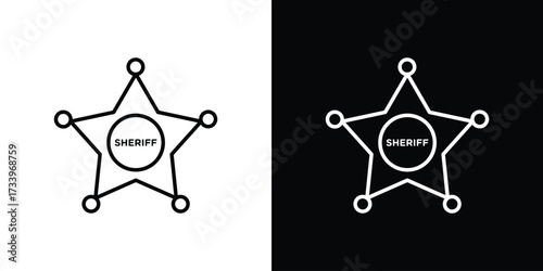 Badge Sheriff icon outline pictogram isolated on white. Vector Icon shape.