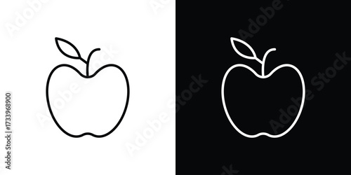 Apple icon outline pictogram isolated on white. Vector Icon shape.