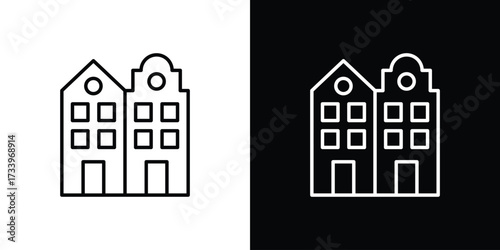 Amsterdam icon outline pictogram isolated on white. Vector Icon shape.