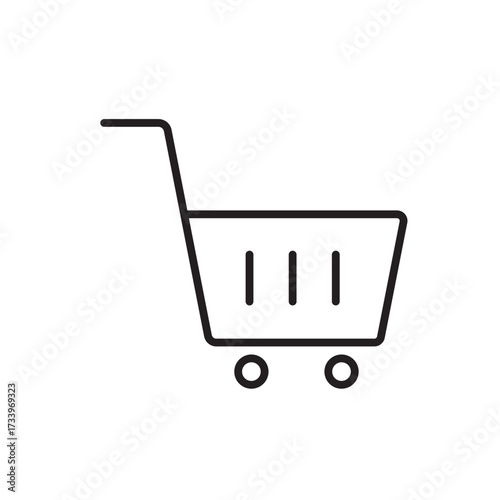 A vector icon of a shopping cart with vertical slots, representing retail purchases, created in line style with editable stroke