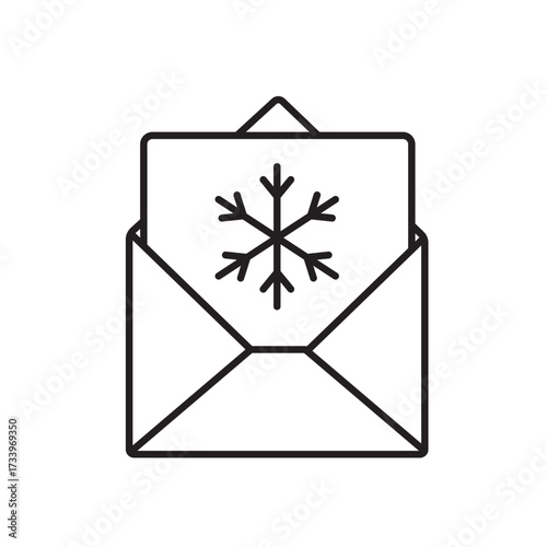 A vector icon of an envelope with a holiday symbol, representing promotional email offers, created in line style with editable stroke