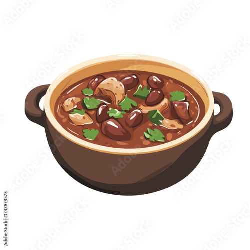Flat 2D Feijoada illustration, vector graphic in icon style, on white background