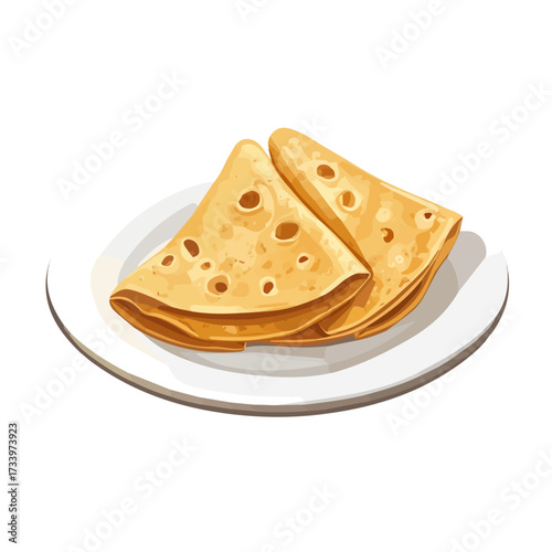Flat 2D Dosas illustration, vector graphic in icon style, on white background