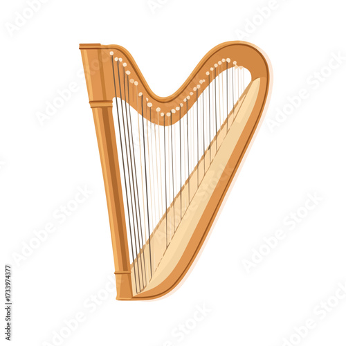 Simple flat 2D vector graphic of Harp Tuning Key, modern icon look, displayed on a pure white background.