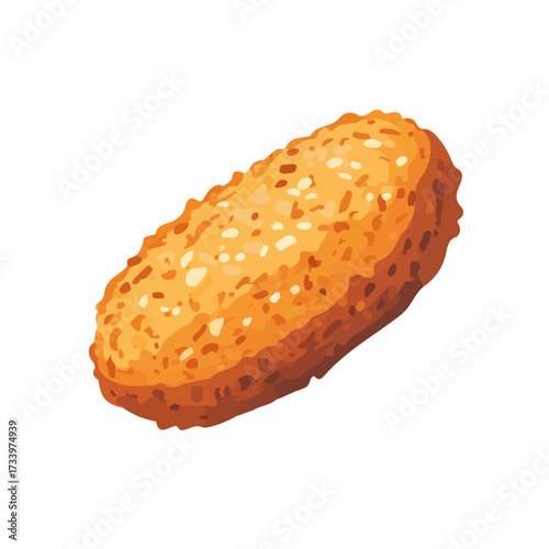 Photography Minimal 2D vector illustration of Croquette in flat icon style on a plain white background