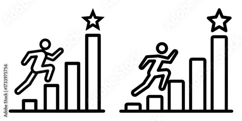 Vector art of two different diagrams showing the concept of career growth for presentation