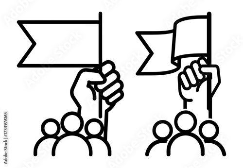 Illustration of a crowd protesting with flags, symbolizing activism and social change