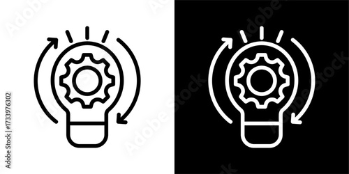 Lean Management Icon Of Flat Black And White Style Vector 