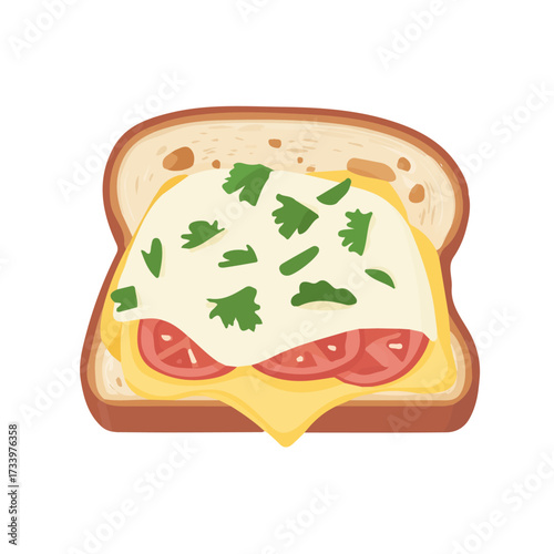 Flat 2D Croque Monsieur illustration, vector graphic in icon style, on white background