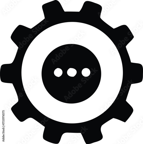 Abstract gear cogwheel with ellipsis dots symbol machine mechanics engineering technology industrial symbol abstract art