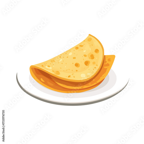 Flat 2D Dosas illustration, vector graphic in icon style, on white background