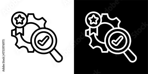 Quality Control Icon Of Flat Black And White Style Vector 