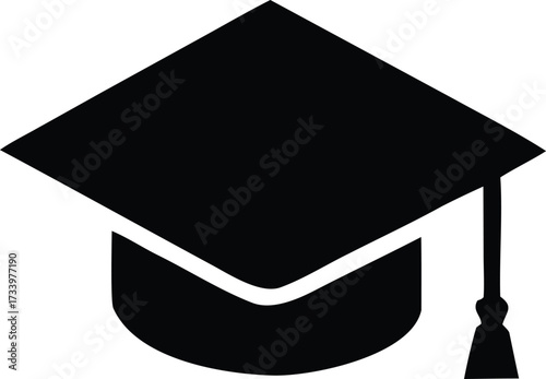 Black graduation cap silhouette symbol of academic achievement and higher education diploma ceremonies