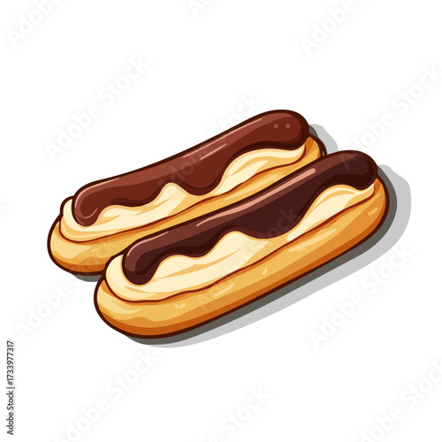 2D flat vector illustration of a Eclairs in icon style, isolated on white background