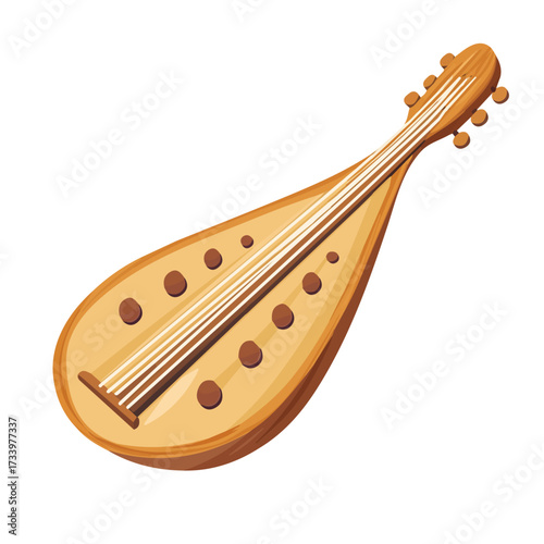 Flat 2D Dulcimer illustration, vector graphic in icon style, on white background