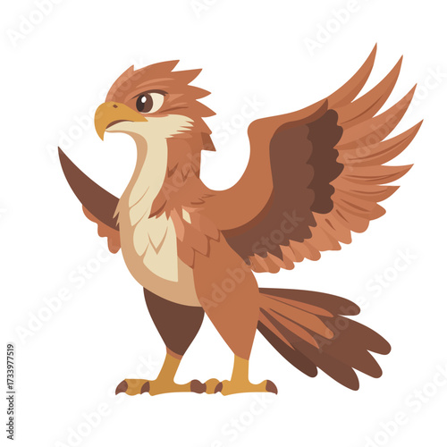 Griffon, flat style 2D vector image, isolated on a white background