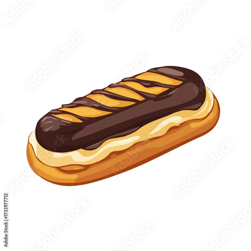 2D flat vector illustration of a Eclairs in icon style, isolated on white background