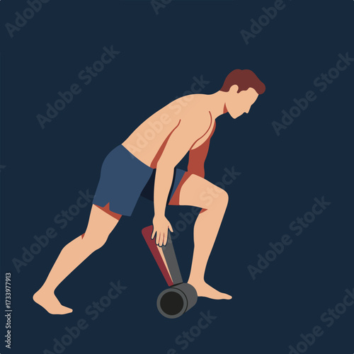 Man using a foam roller for exercise