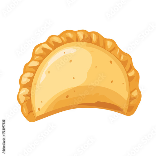 Flat 2D Empanada illustration, vector graphic in icon style, on white background