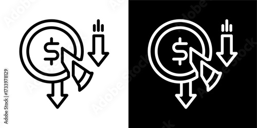 Cost Reduction Icon Of Flat Black And White Style Vector 
