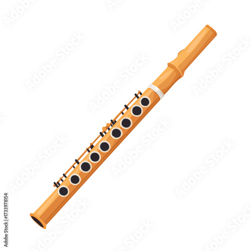 Minimal flat vector of a Flute Footjoint, 2D icon-style illustration on white background