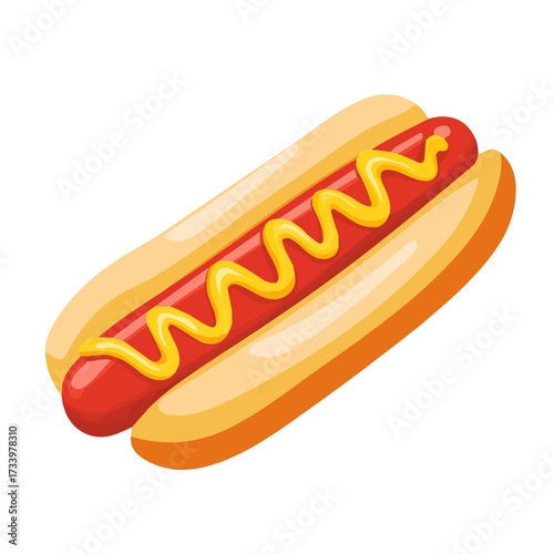 2D flat vector illustration of a Hot Dog in icon style, isolated on white background