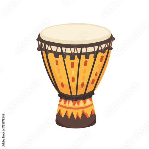 Hand Drum, flat style 2D vector image, isolated on a white background