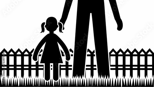 Adult guiding child over fence symbolizing growth and protection, representing safe passage and future opportunities