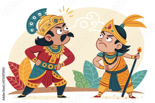 Beautiful Wayang Characters Arjuna And Bima Bold Professional Photo