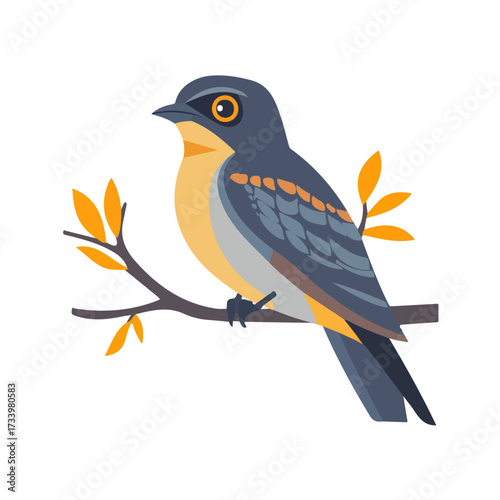 Simple flat 2D vector graphic of Cuckoo, modern icon look, displayed on a pure white background.