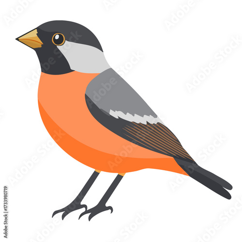 Simple flat 2D vector graphic of Finch, modern icon look, displayed on a pure white background.