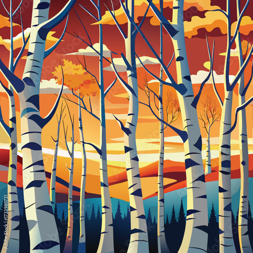 Aspen Tree Pattern Vector – Fishlake National Forest Design