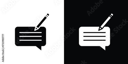 Write comment icons set. vector icons designed in filled style