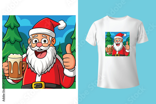 Ho Ho Ho - text with symbols. Santa, reindeer and snowman with threesome. Funny Merry Christmas quote.