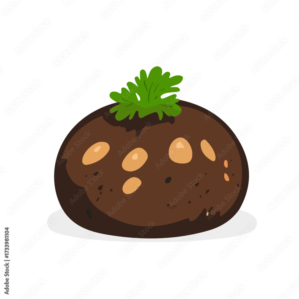 Fototapeta premium Flat 2D Haggis illustration, vector graphic in icon style, on white background