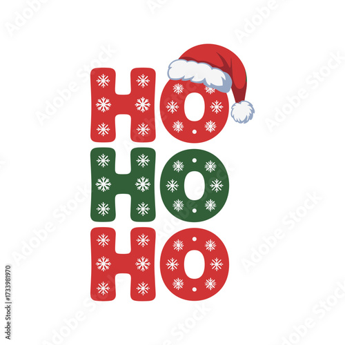 Joyful ho ho ho christmas typography design with santa hat festive holiday spirit