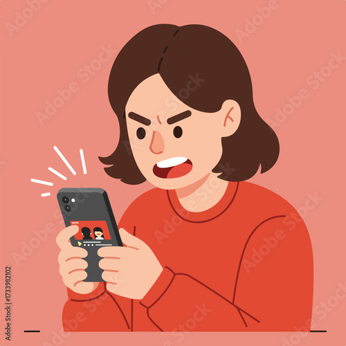 Frustrated person reacting negatively to content on their smartphone