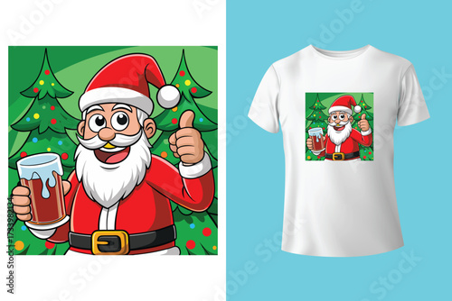 Ho Ho Ho - text with symbols. Santa, reindeer and snowman with threesome. Funny Merry Christmas quote.