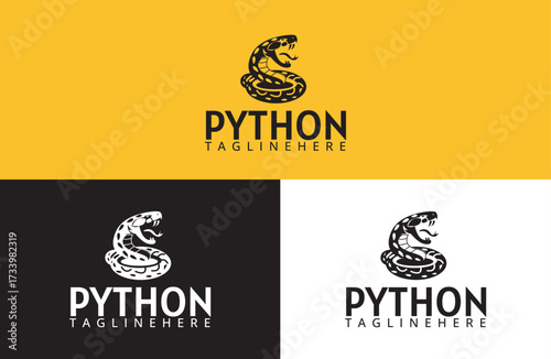 Vector logo design for the Python snake animal.