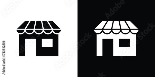 Store icons set. vector icons designed in filled style