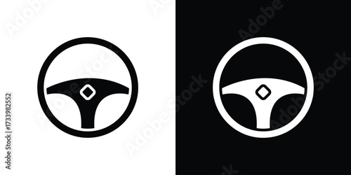 Steering wheel icons set. vector icons designed in filled style