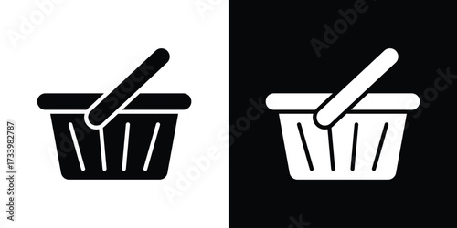 Shopping basket icons set. vector icons designed in filled style