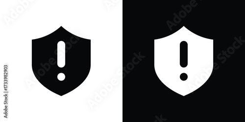 Shield exclamation icons set. vector icons designed in filled style
