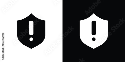 Shield exclamation icons set. vector icons designed in filled style