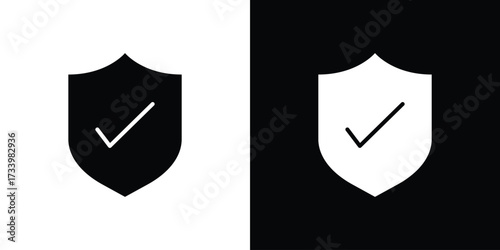 Shield check icons set. vector icons designed in filled style